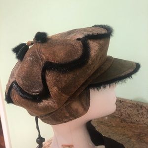 Winter hats for women, real leather/fur
